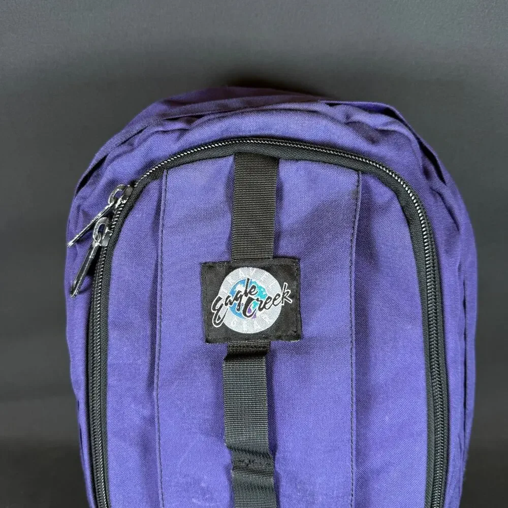 VNTG Eagle Creek Blue Black Utility Hiking Camping Backpack Travel Bag Weekender